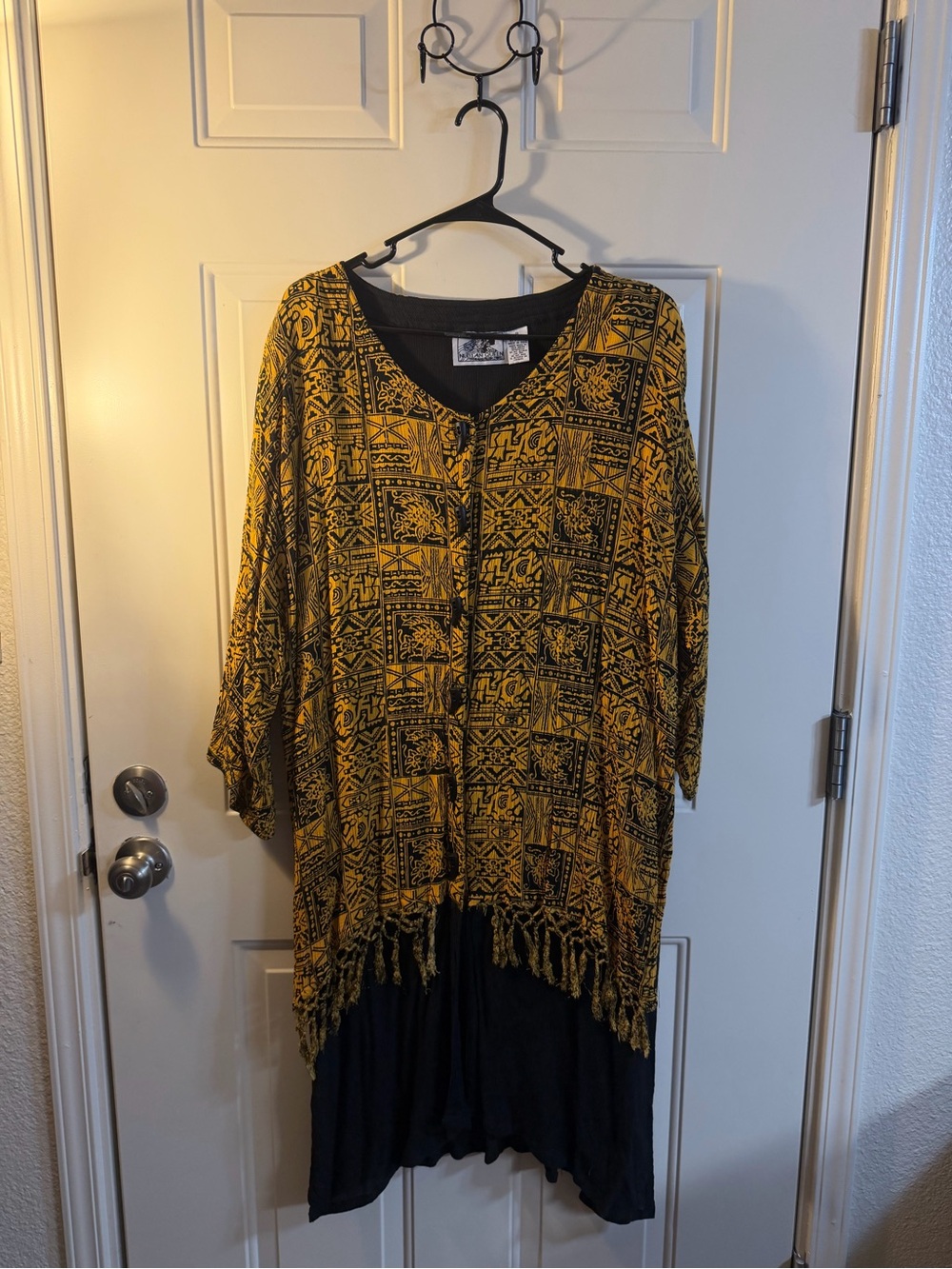 Nubian Queen Tribal Fringe Kaftan Dress Coverup Boho Festival Size 1X